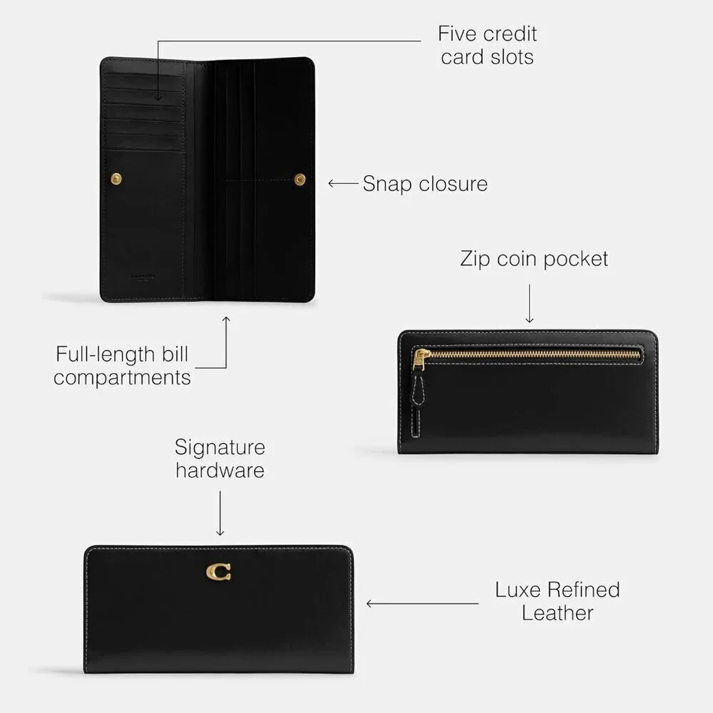 Women's Essential Skinny Wallet, Black, One Size